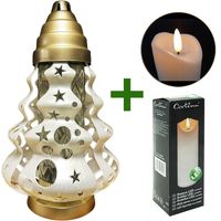 Znicz świąteczny Choinka lampion Boże Narodzenie Biały 35 cm + Wkład