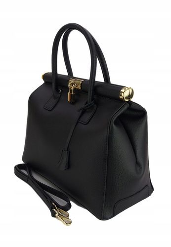 Duża włoska torba A4 skóra kufer kłódka Czarna na Arena.pl