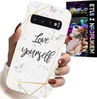 ETUI DO SAMSUNG GALAXY S10 PLUS - BIAŁY MARMUREK W ZŁOTE RAMKI LOVE YOU