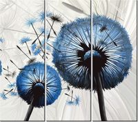 90CM 80 OBRAZ 3 ELEM DMUCHAWCE NIEBIESKIM KOLORZE ŚCIENNY