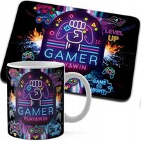 ZESTAW KUBEK + PODKŁADKA DRUK - GAMER GAMEPAD GAMBLING GRY