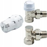 ZESTAW TERMOSTATYCZNY KĄTOWY 1/2" ZASILAJĄCY POWROTNY GŁOWICA DO GRZEJNIKA