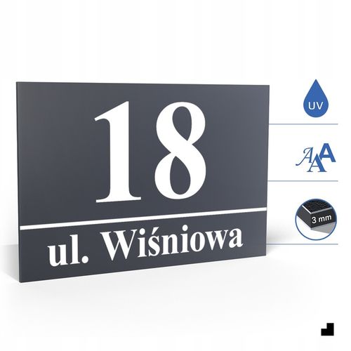 Nierdzewny Numer Na Dom Tabliczka Adresowa z Numerem Domu 32x21 cm Antracyt na Arena.pl