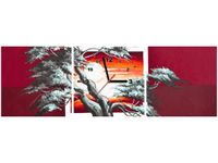 30 90CM OBRAZ 3 ELEM KARMAZYNOWY ZACHÓD SŁOŃCA ŚCIENNY PŁOTNO DRUK