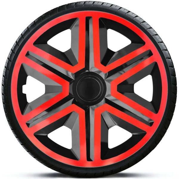 4x Kołpaki 15 NRM ACTION CZARNO CZERWONE TUNING zdjęcie 2