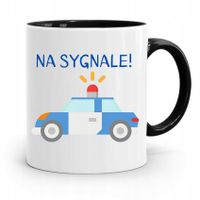 Kubek Czarny Dla Policjanta Policjantki Na Sygnale Z Nadrukiem Ze Zdjęciem