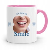 Kubek Różowy Prezent Dentysty Its Time To Smile Z Nadrukiem Ze Zdjęciem