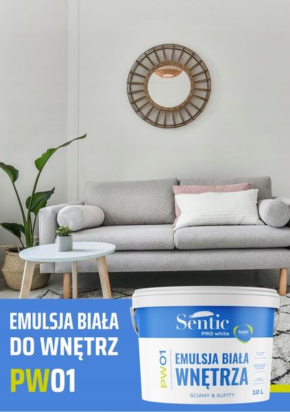 SENTIC Farba wewnętrzna akrylowa PREMIUM 10L BIAŁA zdjęcie 4
