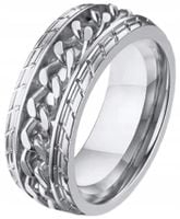 Srebrny Pierścień Sygnet Łańcuch Punk STAL