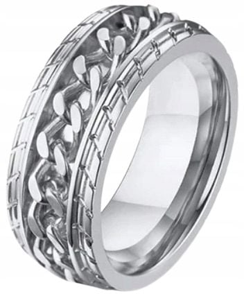 Srebrny Pierścień Sygnet Łańcuch Punk STAL zdjęcie 1