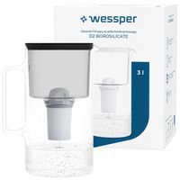 Dzbanek filtrujący szklany Wessper 3l D2 BOROSILICATE czarny + 1x
