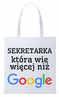 Dla Sekretarki Na Prezent Torba Eco Biała Shopper Z Nadrukiem Ze Zdjęciem