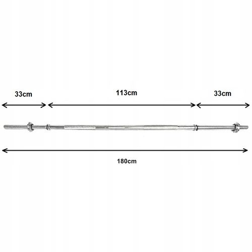 Gryf prosty stalowy sztanga 180cm 30mm pełny zaciski na Arena.pl