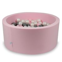 Suchy basen pudrowy róż 90x40 z piłeczkami 300 sztuk (perłowe, szare, jasnoróżowe)