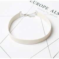 naszyjnik choker skórzany - biały n480b