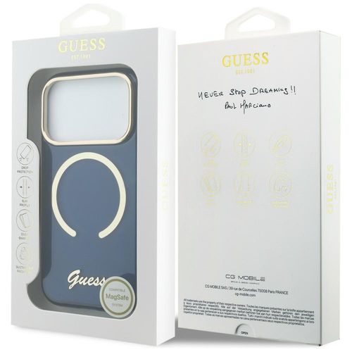 etui guess iml script metal magsafe do   iphone 17 pro niebieski na Arena.pl