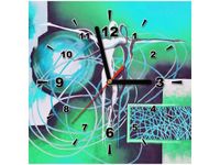30X30CM ZEGAR ŚCIENNY ABSTRAKCYJNY TANIEC ZIELENI OBRAZ MALOWANE