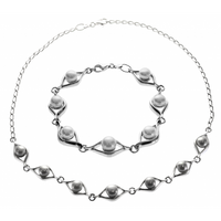 SREBRNY KOMPLET BRANSOLETKA I NASZYJNIK Z PERŁAMI PRÓBA SREBRA 925