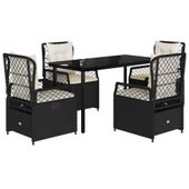 5-cz. zestaw mebli ogrodowych z poduszkami, czarny, polirattan