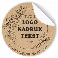 Naklejki z LOGO ETYKIETY REKLAMOWE twój nadruk tło kraft eko 4 cm 500 szt