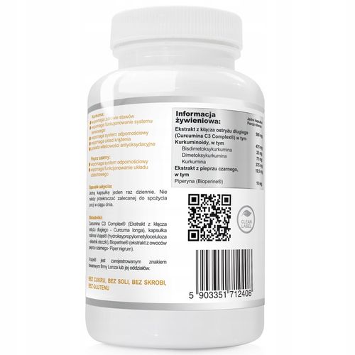 KURKUMINA + PIPERYNA CURCUMIN C3 turmeric 2x120kap na Arena.pl
