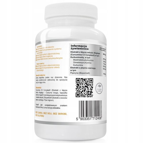 KURKUMINA + PIPERYNA CURCUMIN C3 turmeric 2x120kap zdjęcie 11