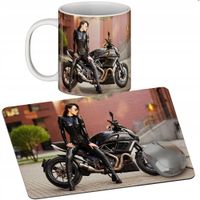 ZESTAW KUBEK + PODKŁADKA - MOTOCYKL - PREZENT WIELE WZORÓW + IMIĘ