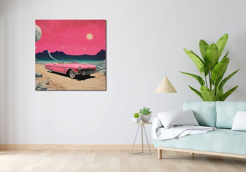 Obraz 90x90cm Kabriolet W Kosmosie zdjęcie 2