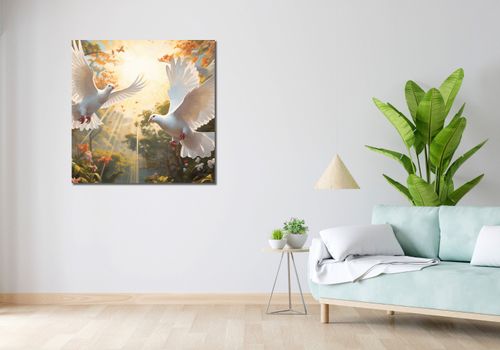 Obraz 90x90cm Gołębie o Poranku na Arena.pl