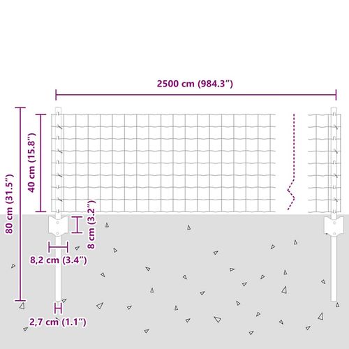 Ogrodzenie z słupkami Szary 0.4 x 25 m Stal na Arena.pl