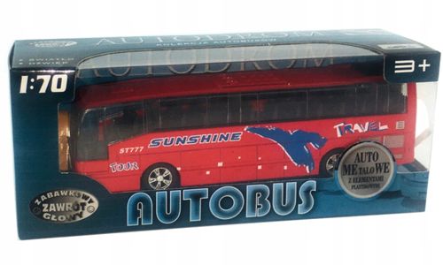 Autobus metalowy z dźwiękami Dromader 718220 czerwony 16cm na Arena.pl