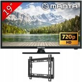 Telewizor 19 cali TV przenośny turystyczny DVBT2 LED USB 12V +UCHWYT MANTA