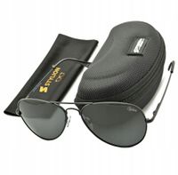 Okulary Pilotki POLARYZACYJNE Aviator CZARNE PRZECIWSŁONECZNE UV400 Męskie