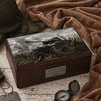 Drewniana urna kremacyjna dla dorosłych motyw czołgu wojskowego