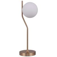 Biurkowa LAMPKA stojąca CARIMI TB-3300-1-HBR Italux stołowa LAMPA loftowa szklana kula mosiądz biała