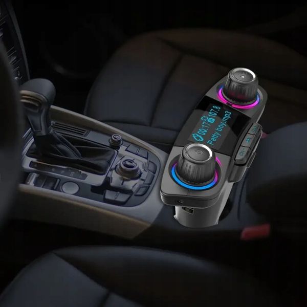 Transmiter Samochodowy FM Bluetooth 5.0 USB micro SD 8w1 AUX Ładowarka zdjęcie 3