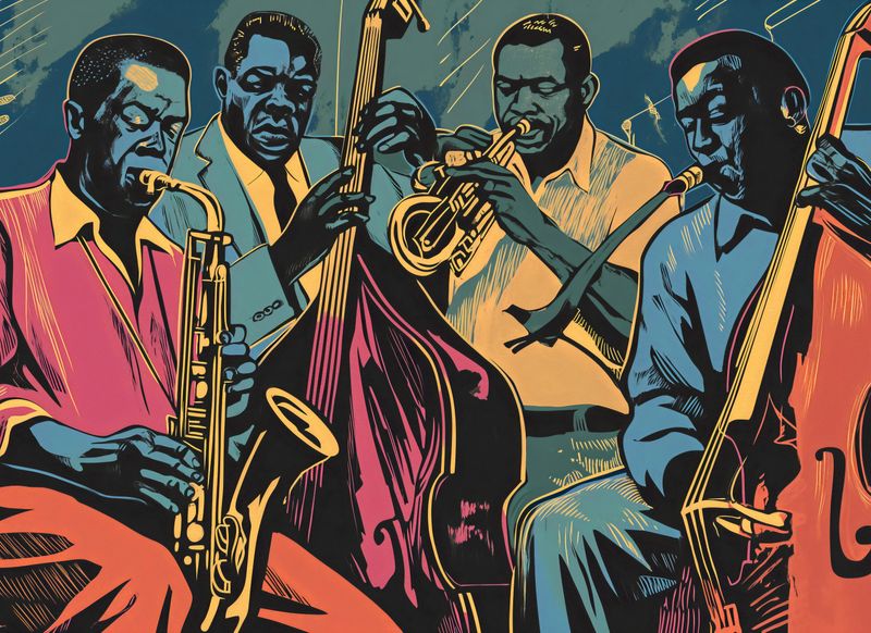 Plakat 55x40cm Jazzmani w Gazie zdjęcie 1