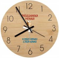 Bambusowy ZEGAR ścienny z nadrukiem UV prezent dla PIELĘGNIARKI z imieniem