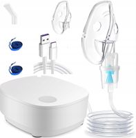 INHALATOR PRZENOŚNY AEROZOL NEBULIZATOR ZESTAW BIAŁY