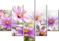 105CM 150CM ZEGAR 5 ELEM DELIKATNE KWIATY DRUK OBRAZ