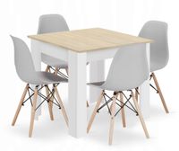 Zestaw jadalniany stół 80x80 dąb sonoma + 4 szare krzesła nowoczesne