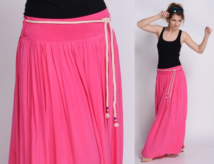 NEW LEKKA Długa zwiewna SPÓDNICA MAXI ściągacz SML zdjęcie 4