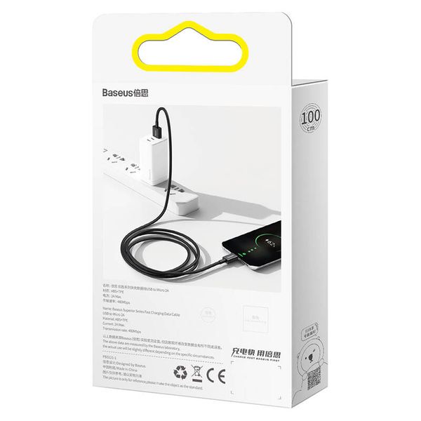 Kabel USB do micro USB Baseus Superior Series, 2A, 2m (czarny) zdjęcie 7