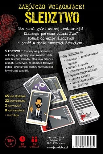 GRA KRYMINALNA ŚLEDZTWO TOWARZYSKA GRA KARCIANA EDGARD GAMES na Arena.pl