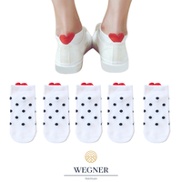 Stopki Damskie 5 Par - Białe z Sercem, Rozmiar 36-39 Bawełna