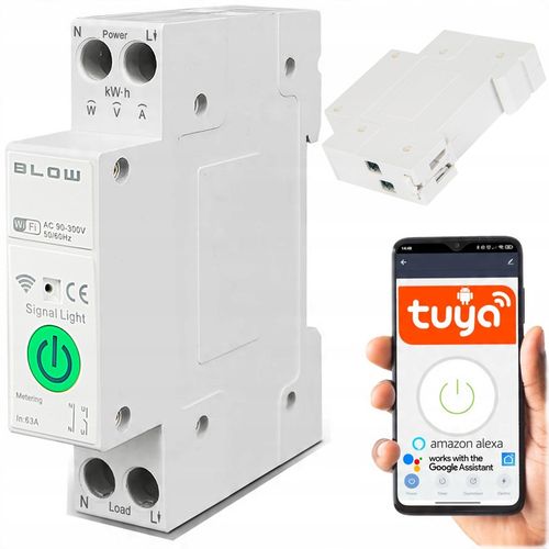 PRZEKAŹNIK WiFi Z POMIAREM PRĄDU MOCY NA SZYNĘ DIN TUYA SMART WIFI na Arena.pl