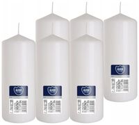 6X BIAŁA Świeca walec bezzapachowa ŚWIECZKA PARAFINOWA 15CM 48H 330G