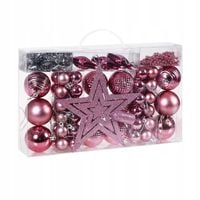 BOMBKI OZDOBY CHOINKOWE 66szt GWIAZDKI ROZOWE