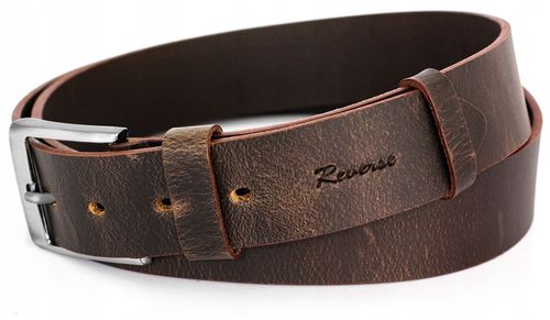 Szeroki skórzany pasek męski do JEANSÓW REVERSE SKÓRA NATURALNA LICOWA 100 na Arena.pl