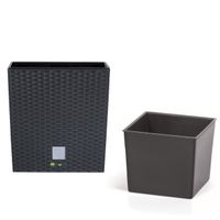 Doniczka kwadratowa wkład rattan 20x20x20,2 cm antracytowy